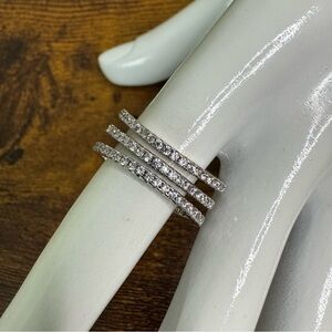 Jacmel Mauritius Ring 3-Row CZ Silver over Brass size 7.5